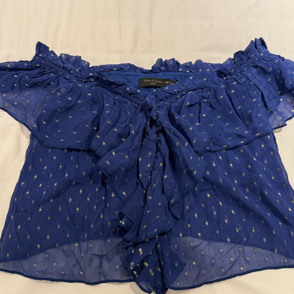 House of Harlow 1960 Blue Ruffle Blouse